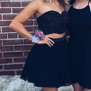 BLUSH Black Beaded Two-Piece Dress!